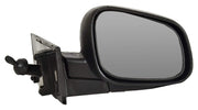 A black, clear side rear view door mirror for Chevrolet BEAT.