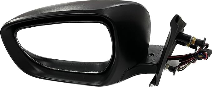 Black side door mirror with automatic folding mechanism and integrated turn signal indicator for Maruti Dzire 2017-now models.