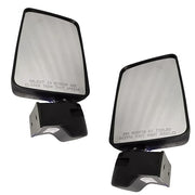 A pair of white door side mirrors for Mahindra Bolero with OEM fitting and a black mounting frame.
