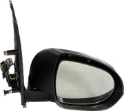 A black K D brand door mirror for a Mahindra XUV 500 motor vehicle with an indicator, showing the mirror glass and the backing plate with wiring.