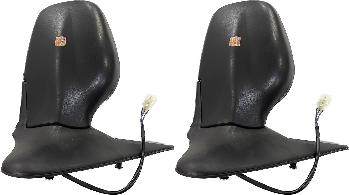 A pair of KD brand side/door mirrors for TATA Safari, black in color, with a shatter-resistant acrylic mirror design.