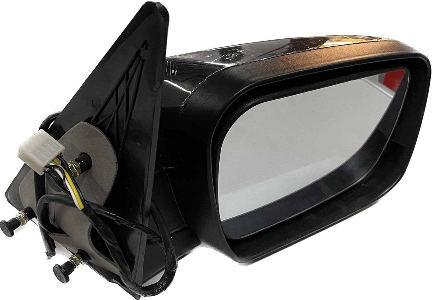 A pair of K D brand door/side mirrors for Mahindra Scorpio Mhawk motor vehicles, without indicators, featuring a black plastic casing and shatter-resistant acrylic mirrors.