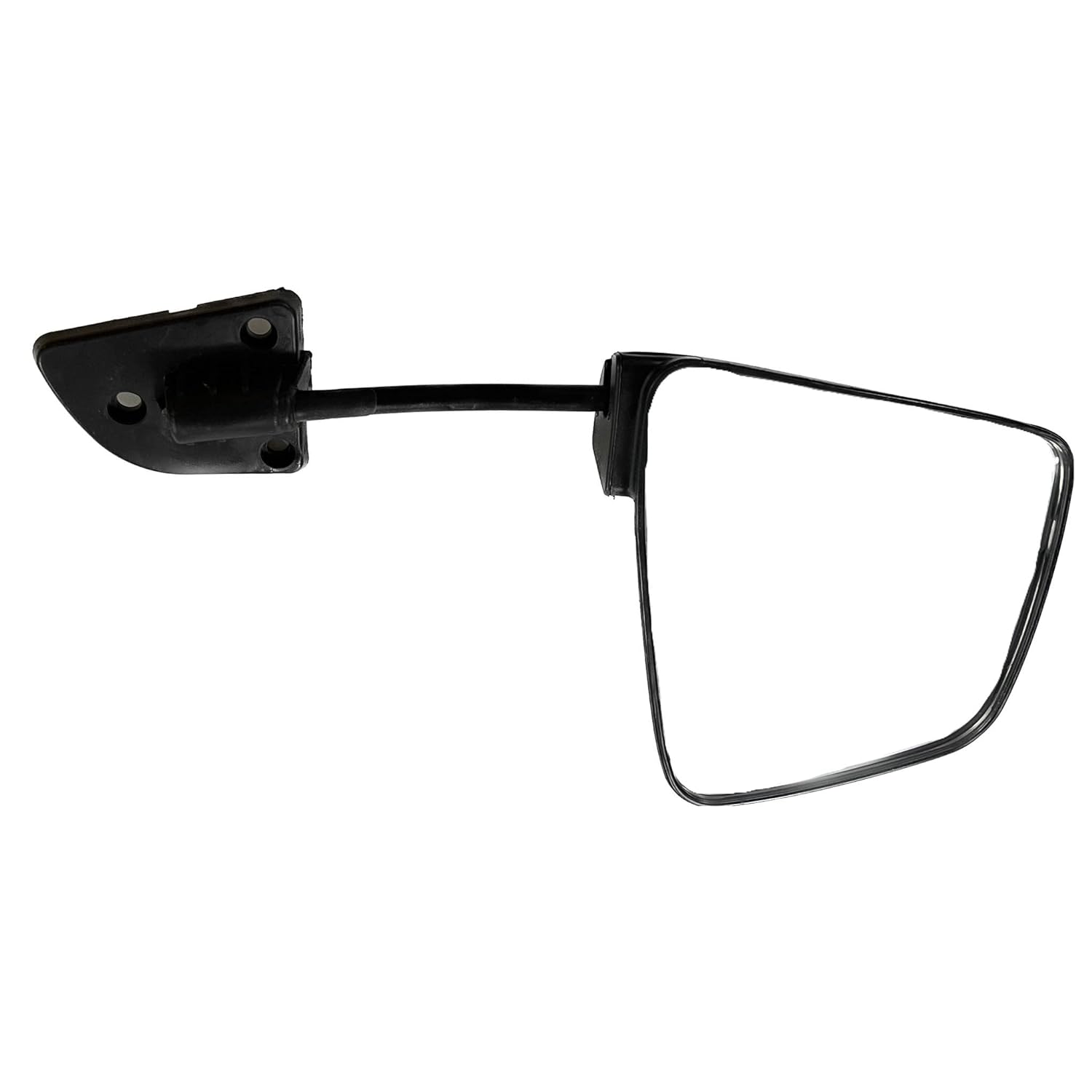 A black, clear convex side rear view door mirror for Tata Ace with a sleek design, featuring a mounting arm for attachment.