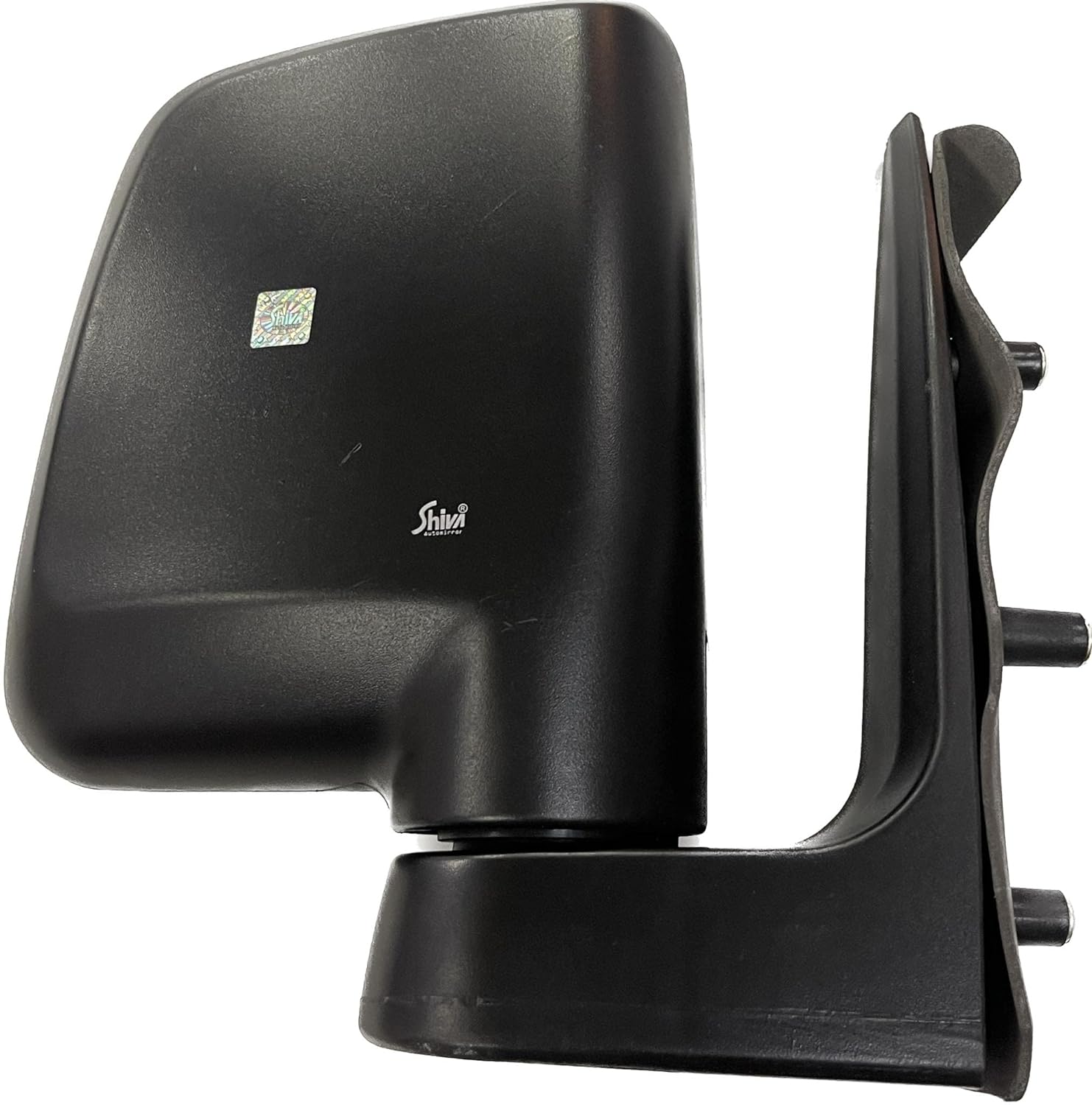 A black K D brand side rear view door mirror for a Tata Super Ace car.