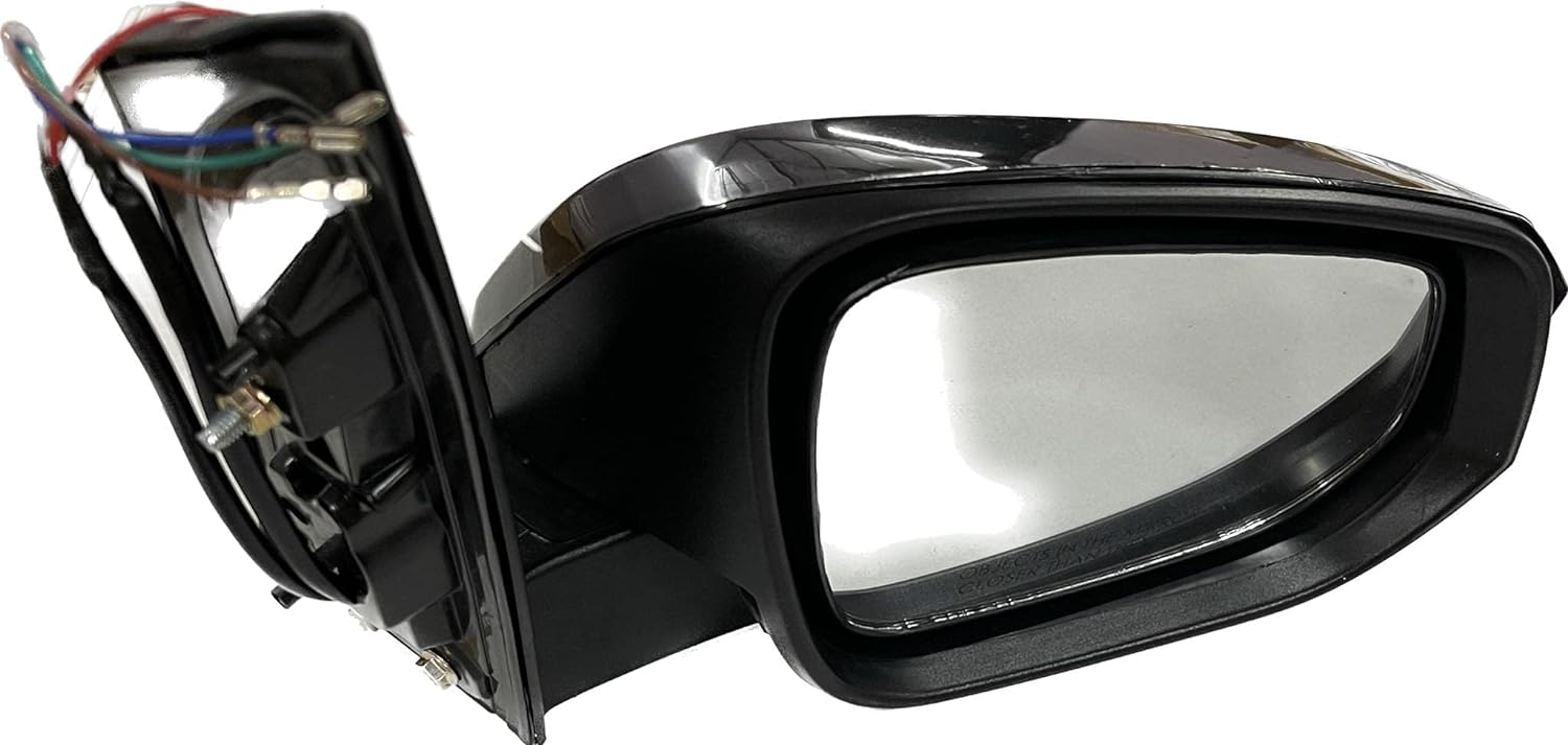 Black side rear view door mirror for Innova Crysta with indicator motor and wiring visible.