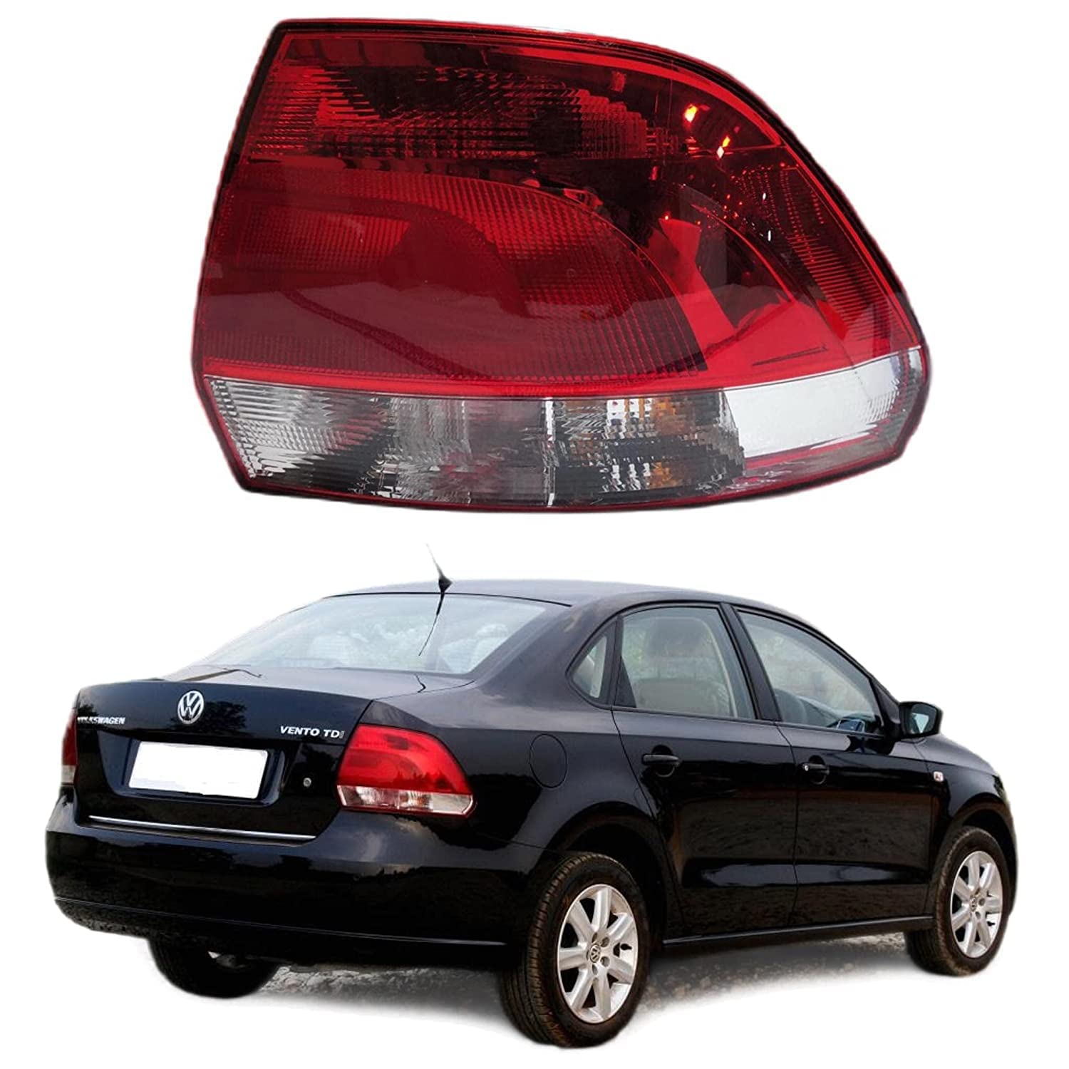Red tail light for VW Vento car model, featuring the rear light assembly with a clear lens and a red-tinted cover.