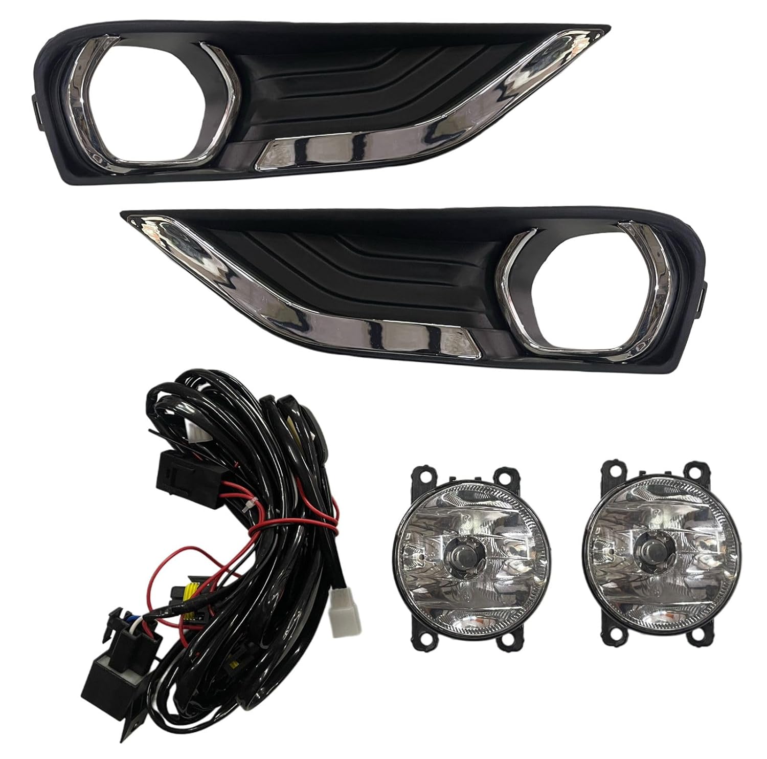 K D Fog Lamp Kit for Tiago 2020-Present, Complete Set with Wiring Harness and Chrome Bezels...