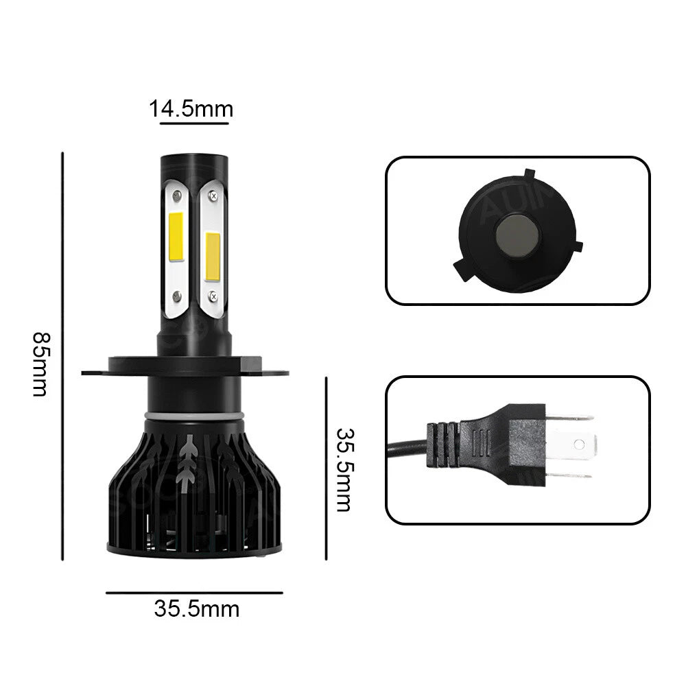 WHITE H4 LED HEADLIGHT BULB (HIGH QUALITY) PAIR