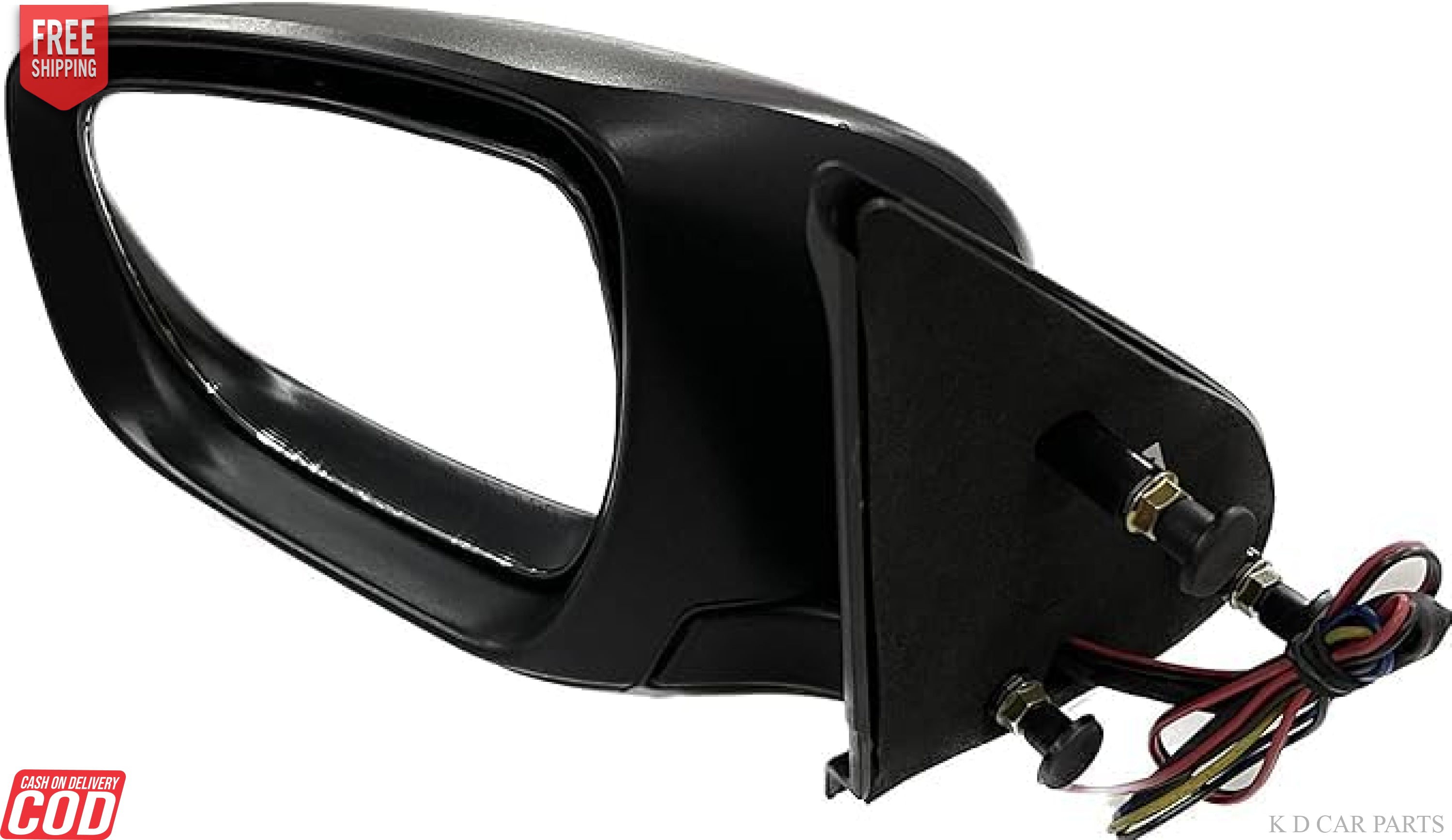 Black side door mirror with automatic folding mechanism and integrated turn signal indicator for Maruti Dzire 2017-now models.