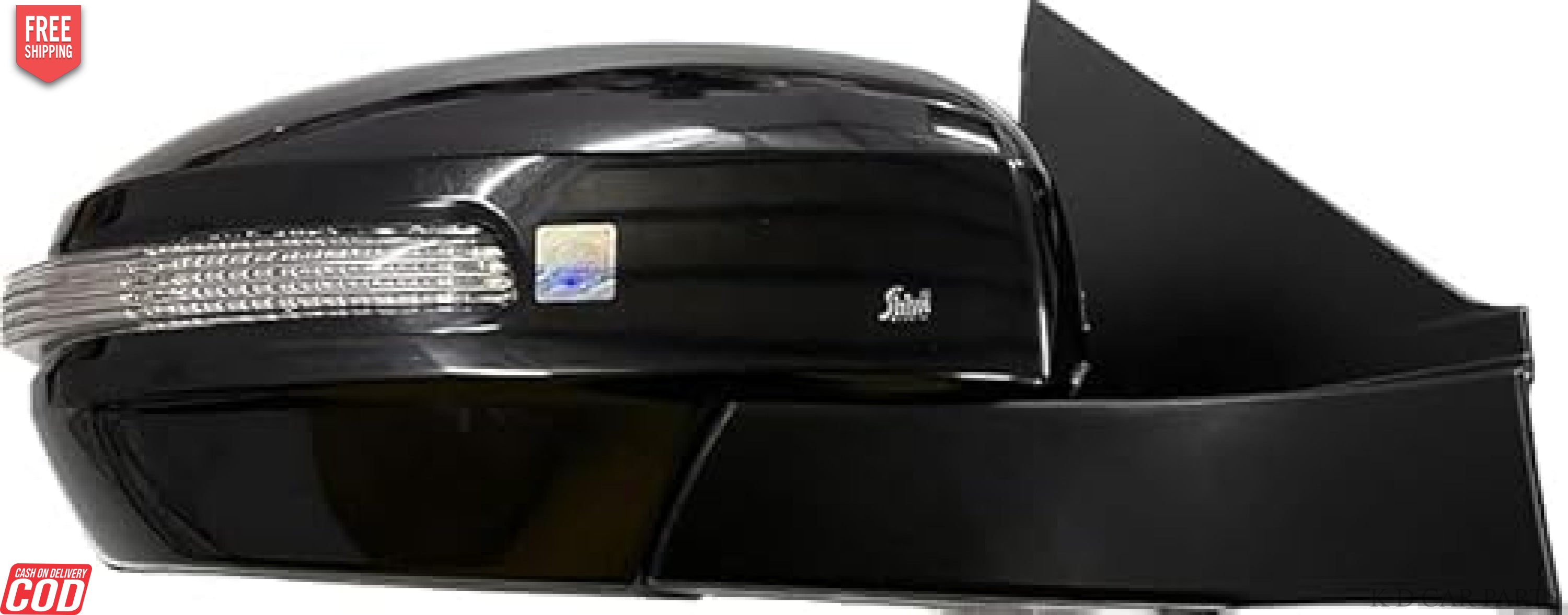 Black car door mirror with automatic fold and indicator, for Maruti Swift and Dzire models.