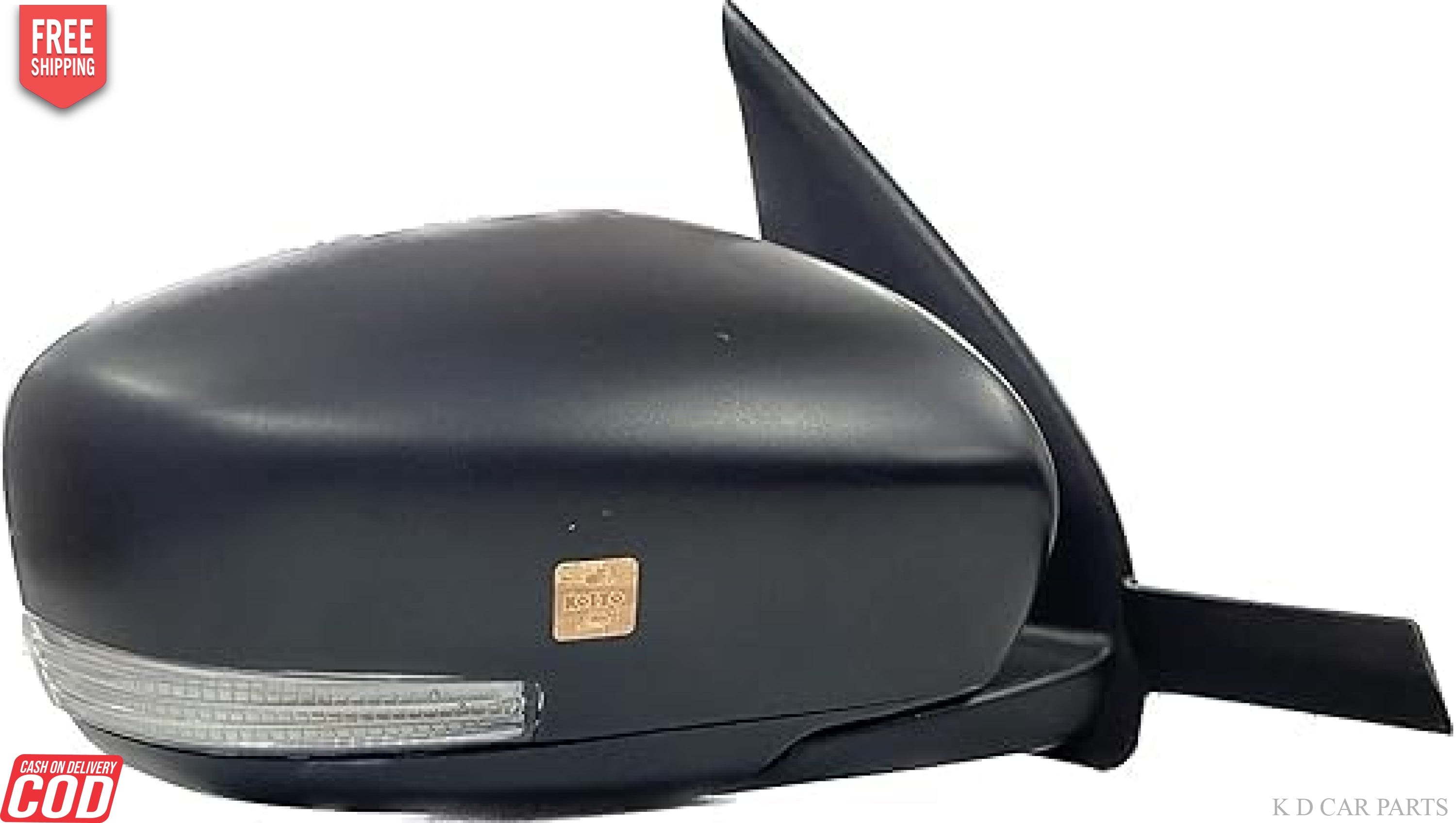 Black side door mirror with automatic fold and integrated indicator for Maruti Swift 2018-onwards models.