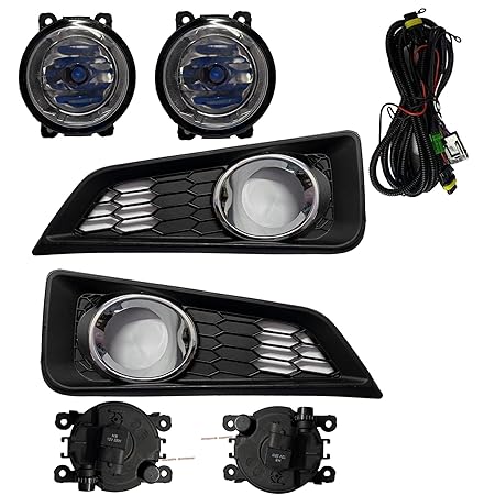 K D Fog Lamp set For Honda City IDTEC With Grill, Wire & Complete Kit (Pair) 2014-2017