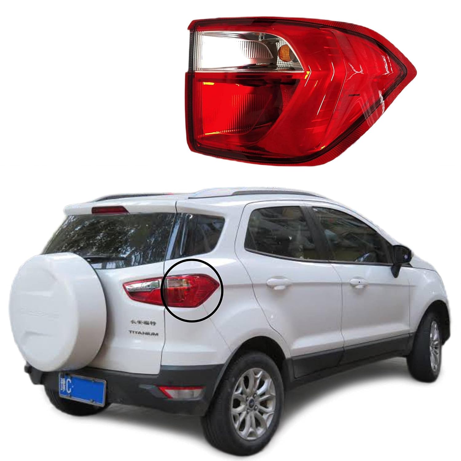 K D Tail Light/Back Light Assembly For Ford Ecosport 2013-2021, Halogen