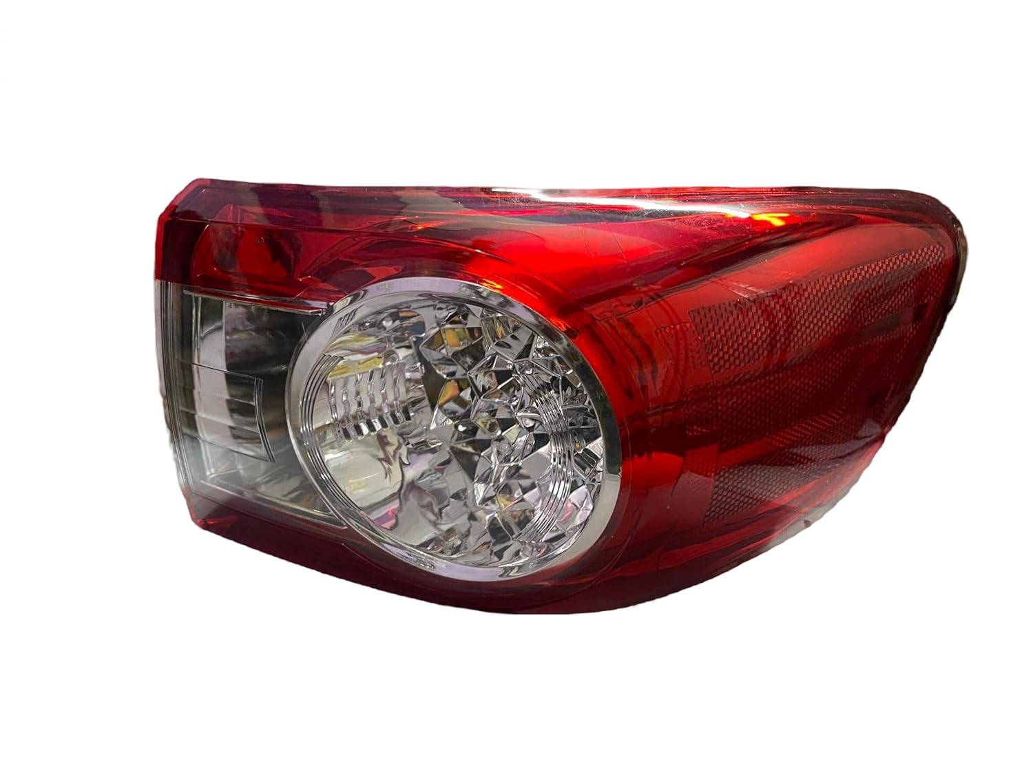 Red tail light assembly for Toyota Corolla Altis Type 2 LED 2010-2014 with a clear glass and metal housing.