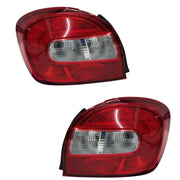 A pair of red tail lights for Maruti Baleno 2015-2022, featuring clear glass and red-black trim.