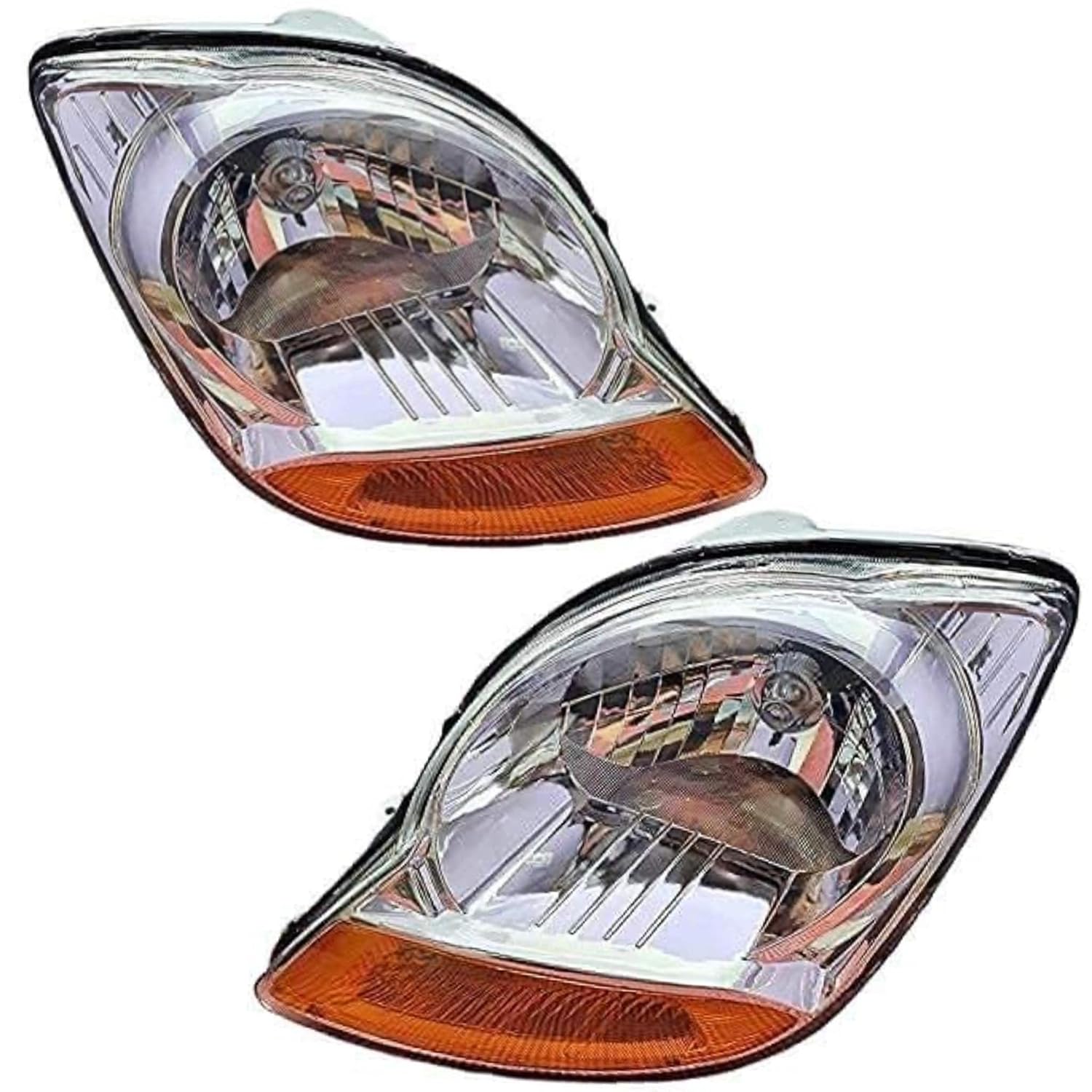 Chrome headlight assembly for a Chevrolet Spark 2007-2016 vehicle, without adjustable motor.