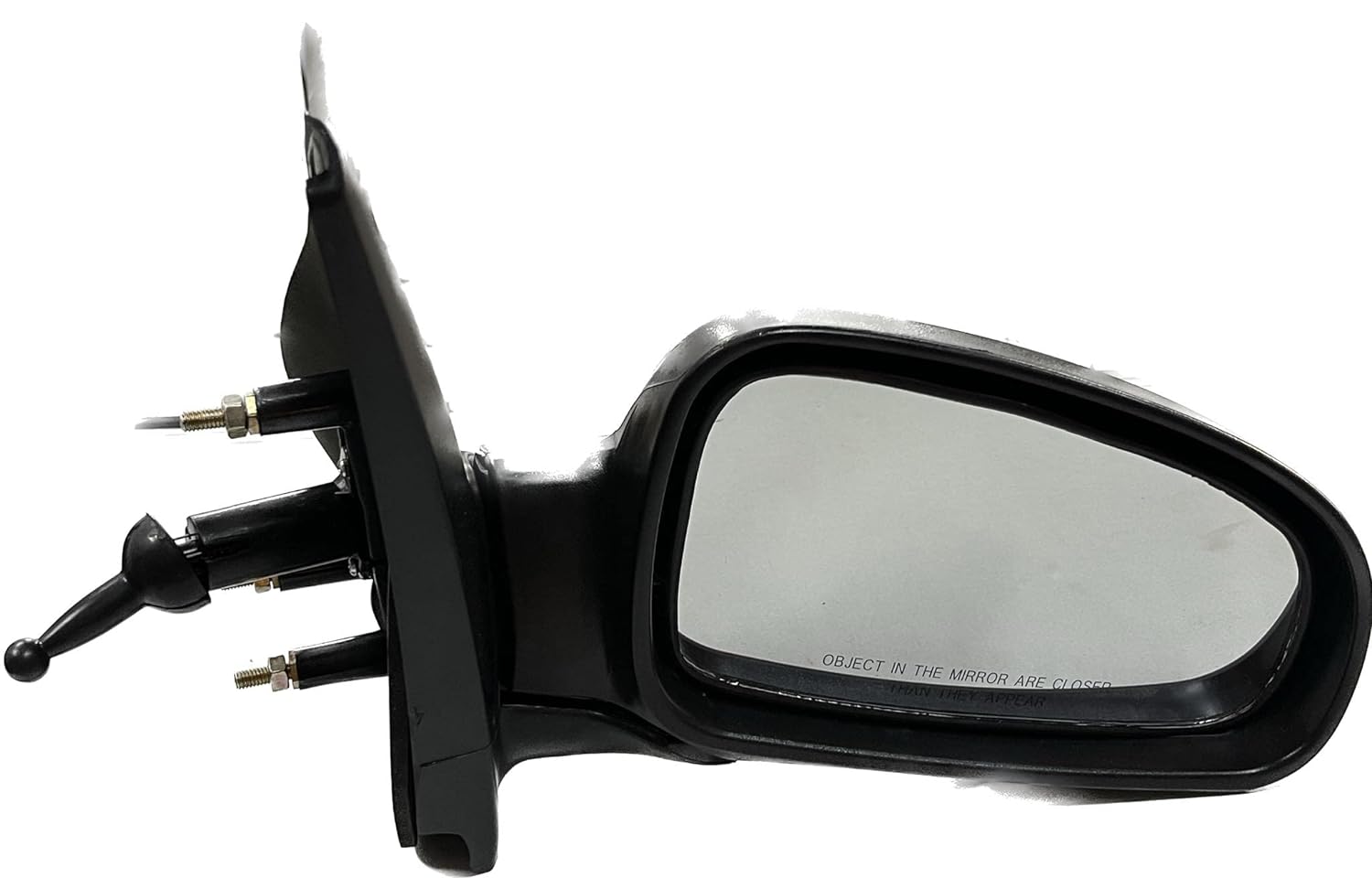 A black, shatter-resistant acrylic door/side mirror for Chevrolet UVA Manual, with a low-profile curved design.