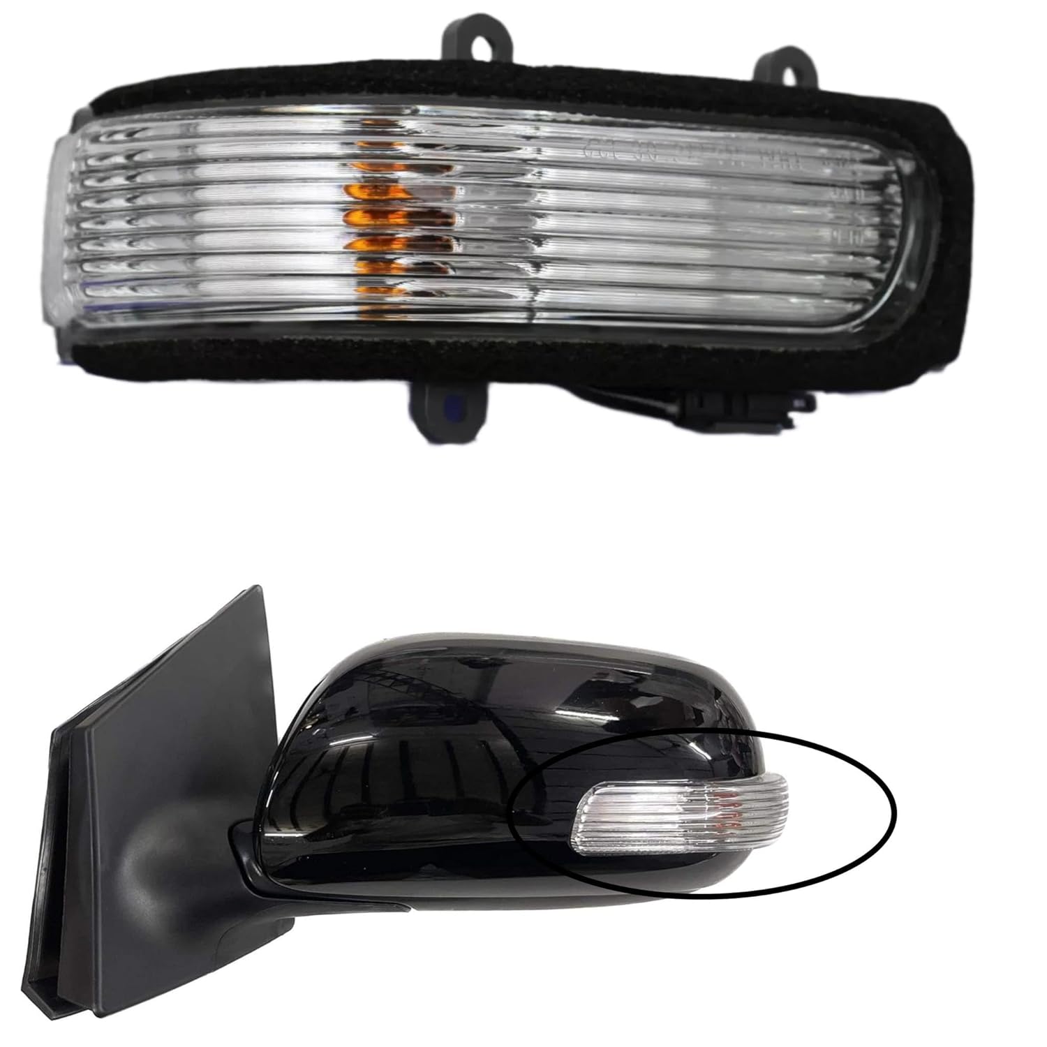 A black K D side/door mirror indicator for Corolla Altis 2008-2013, showing the mirror assembly and the mounting frame.