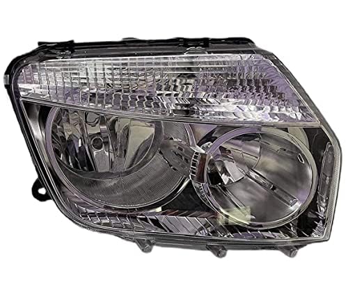 A set of two chrome-plated headlight assemblies with halogen bulbs for a Renault Duster 110 model, featuring a clear lens and big bracket type 2 design.