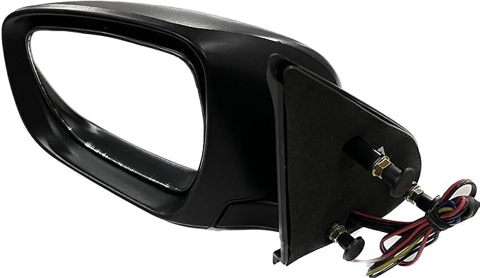 Black side door mirror with automatic folding mechanism and integrated turn signal indicator for Maruti Dzire 2017-now models.