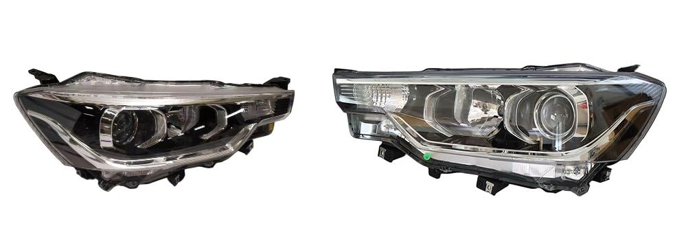 A pair of brand projector-style headlamps for Maruti Ertiga, showing both sides of the product with a clear lens design.