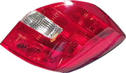 Red tail light assembly for Skoda Fabia 2008-2013, featuring clear glass and a chrome-colored lens.