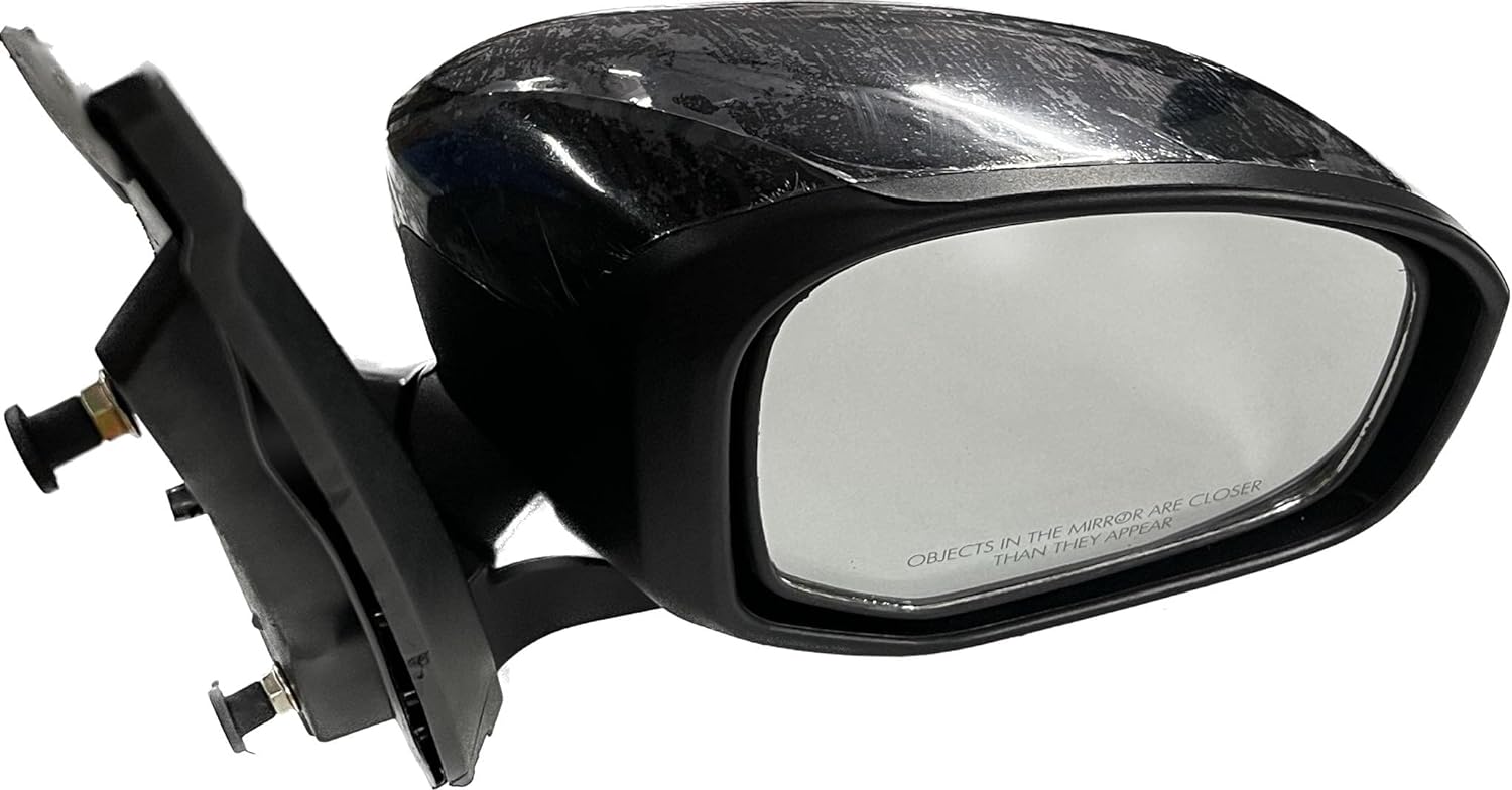 Black side door mirror for Honda vehicles, featuring a convex mirror plate, manual type, and door mount.