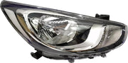A new KD headlight for Hyundai Verna Fluidic 2011-2014 without adjustable motor, featuring a right-side placement and a shiny metallic finish.