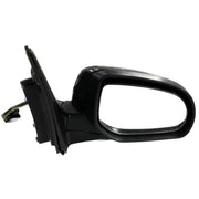 Black door mirror for Hyundai I20 with wiring and indicator, non-folding type.