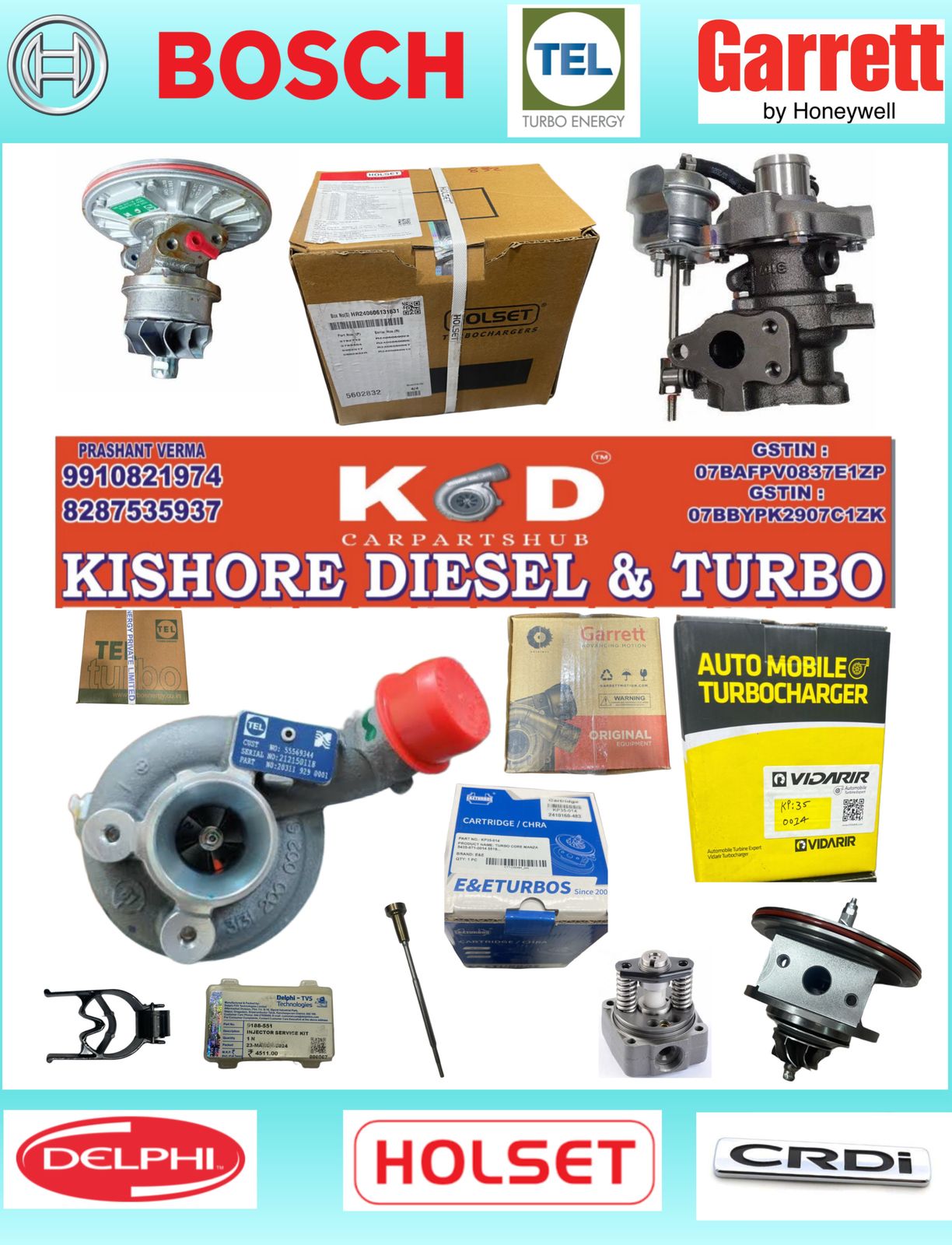 TEL, HOLSET, GARRETT, E&E, IMPORTED ALL TURBOCHARGER & CORES AVAILABLE AT WHOLESALE PRICE 9910821974