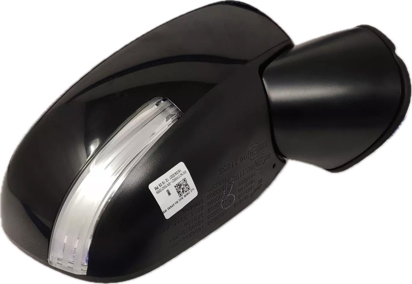 A black, curved K D brand side mirror for Maruti IGNIS motor vehicles, featuring a shatter-resistant acrylic mirror with a mounting type of door mount and an indicator.
