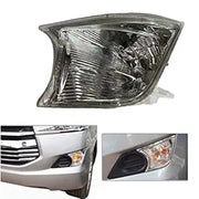 A front bumper and corner light for an Innova Crysta vehicle, showing the left and right side views with a close-up on the front left side and a breakdown of the parts.
