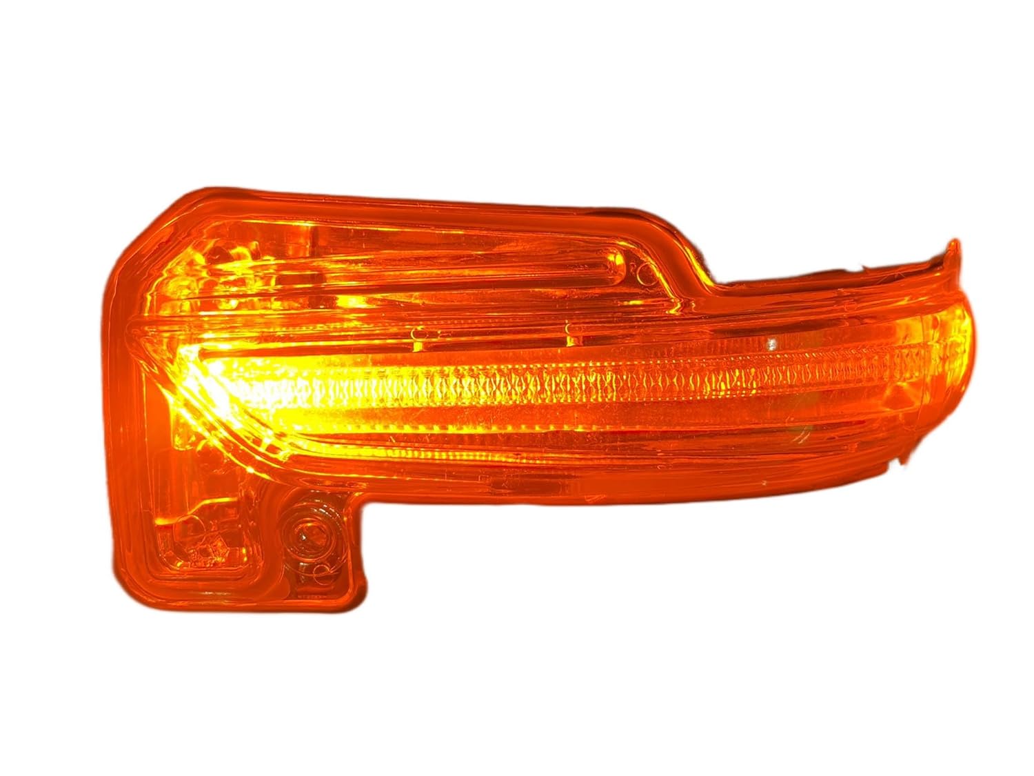 A K D brand side mirror indicator for vehicles, showing both the mirror assembly with built-in turn signal and the mirror's reflection in a separate image.