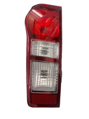 Red taillight lens for ISUZU vehicle, featuring clear glass and three-light design with visible wiring harness.