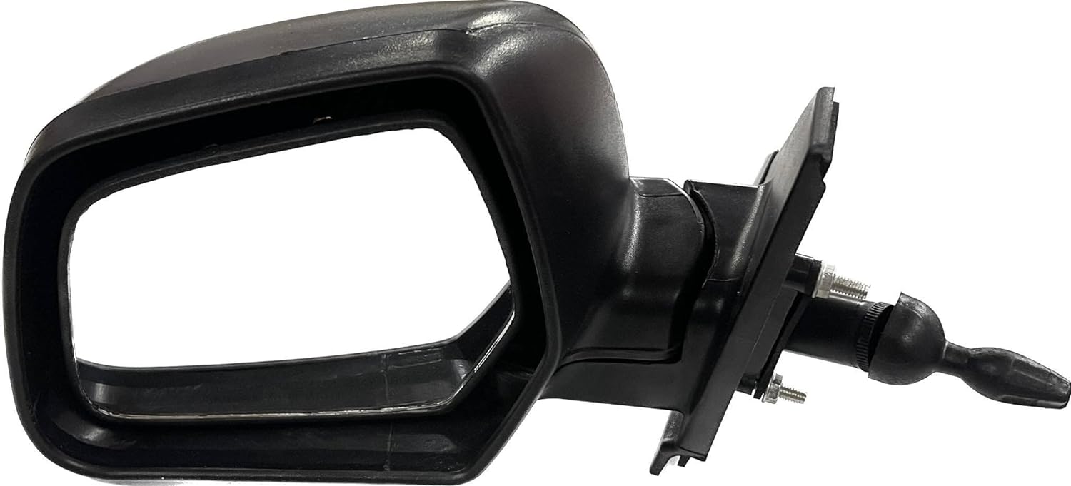 Black adjustable side mirror for Mahindra KUV 100 with clear glass.
