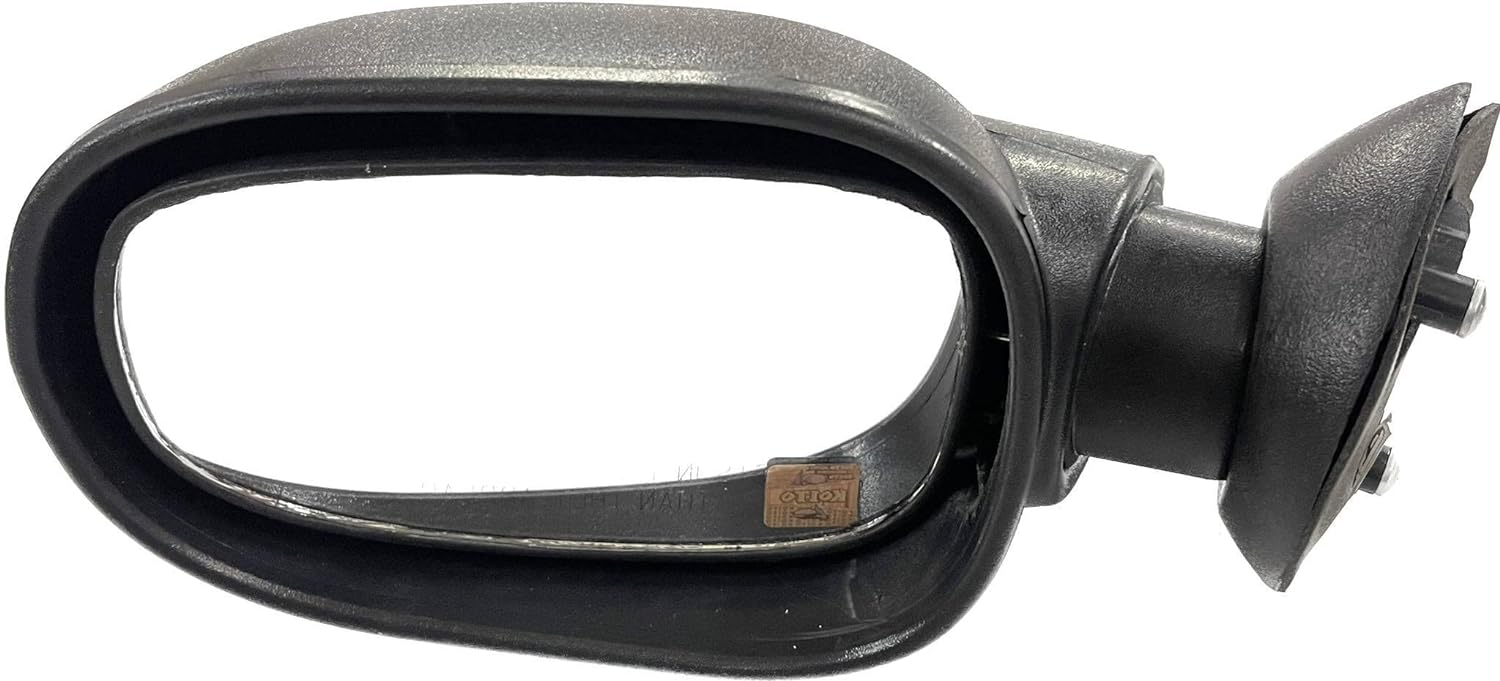 A clear, non-adjustable side mirror for Mahindra Logan LX with a black door mount.