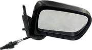 A black, manual adjustable door/side mirror for a Mahindra Scorpio 2002-2006 with a visible mirror and mounting cable.