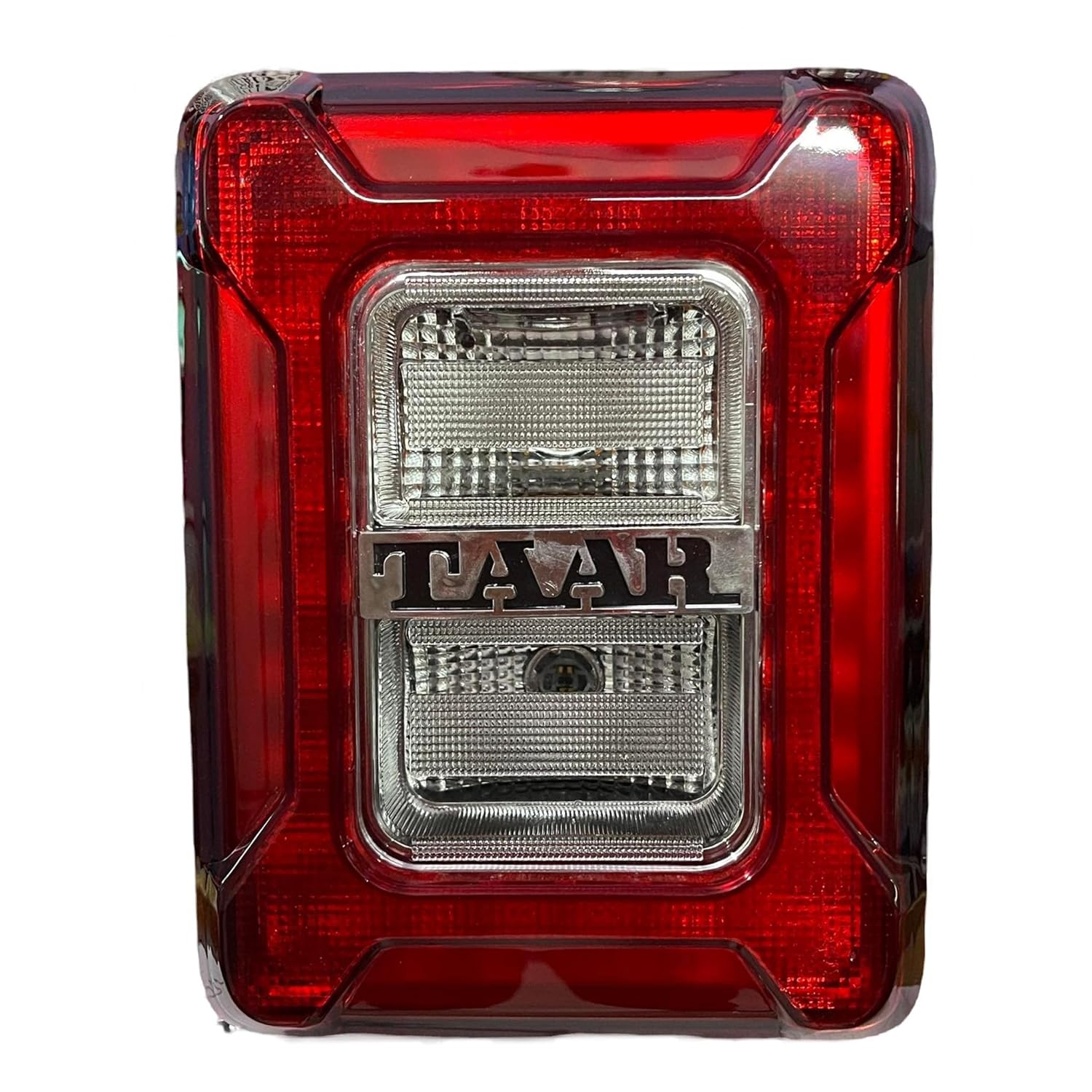 Red LED taillight for Mahindra THAR 2020-NOW with a clear lens and TAAR branding on the corner.