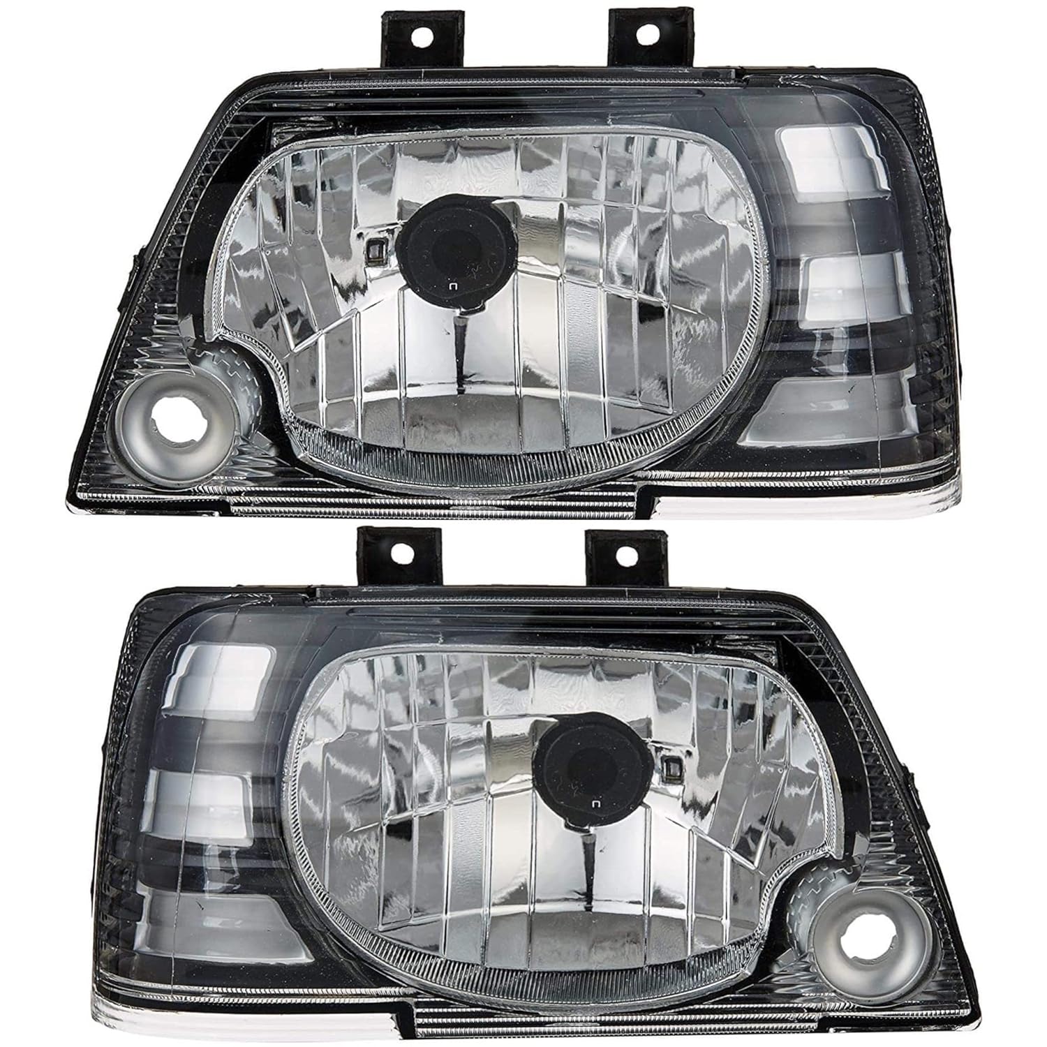 Headlight assembly for Maruti 800 Type 3, featuring a clear lens and reflective interior, with a black housing.