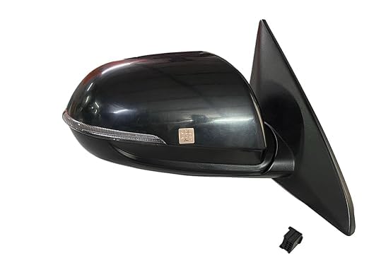 Black power door mirror for KIA Seltos with integrated turn signal indicator, featuring automatic folding functionality.