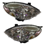 A pair of K D brand headlight units for Nissan Sunny, featuring clear lenses and halogen bulbs, without adjustable motors.