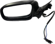 Car side mirror with wiring on a white background