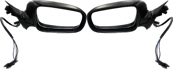 A pair of black side mirrors for a Skoda Octavia car, with wiring and couplers visible.
