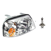 A K D brand headlight assembly for Hyundai Santro Xing, including a bulb, with a clear lens and a metal housing.
