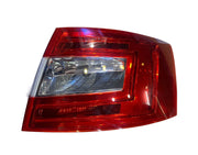 Tail light for Skoda Octavia featuring LED technology, with a clear and red color scheme, including a breakproof glass cover.