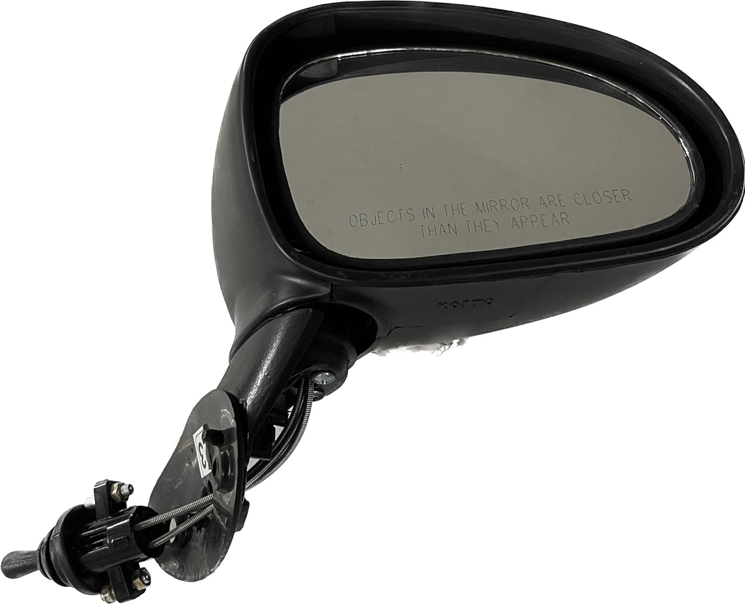 A black K D brand door/side mirror for a Chevrolet Spark.