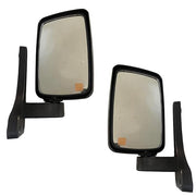 Two black door mirrors with a reflective surface and metal attachments.