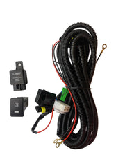 Car wiring harness kit with switches and connectors on a white background