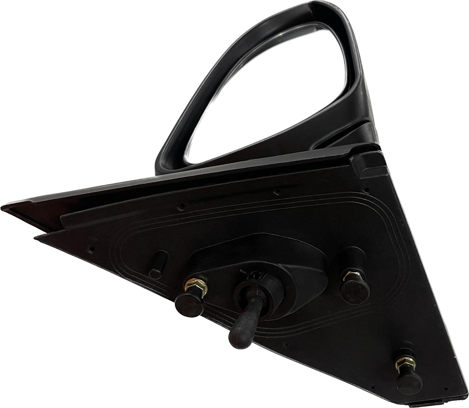 Manual adjustable side door mirror for Toyota Etios/Liva, black in color, with visible mounting points and wiring.