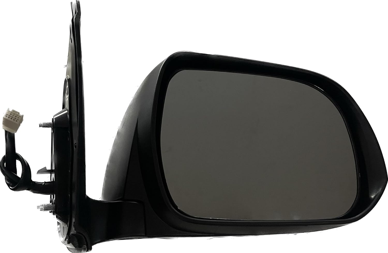 Black door side mirror for Toyota Fortuner 2012-2016 with an auto fold feature and a 7 wire coupler.